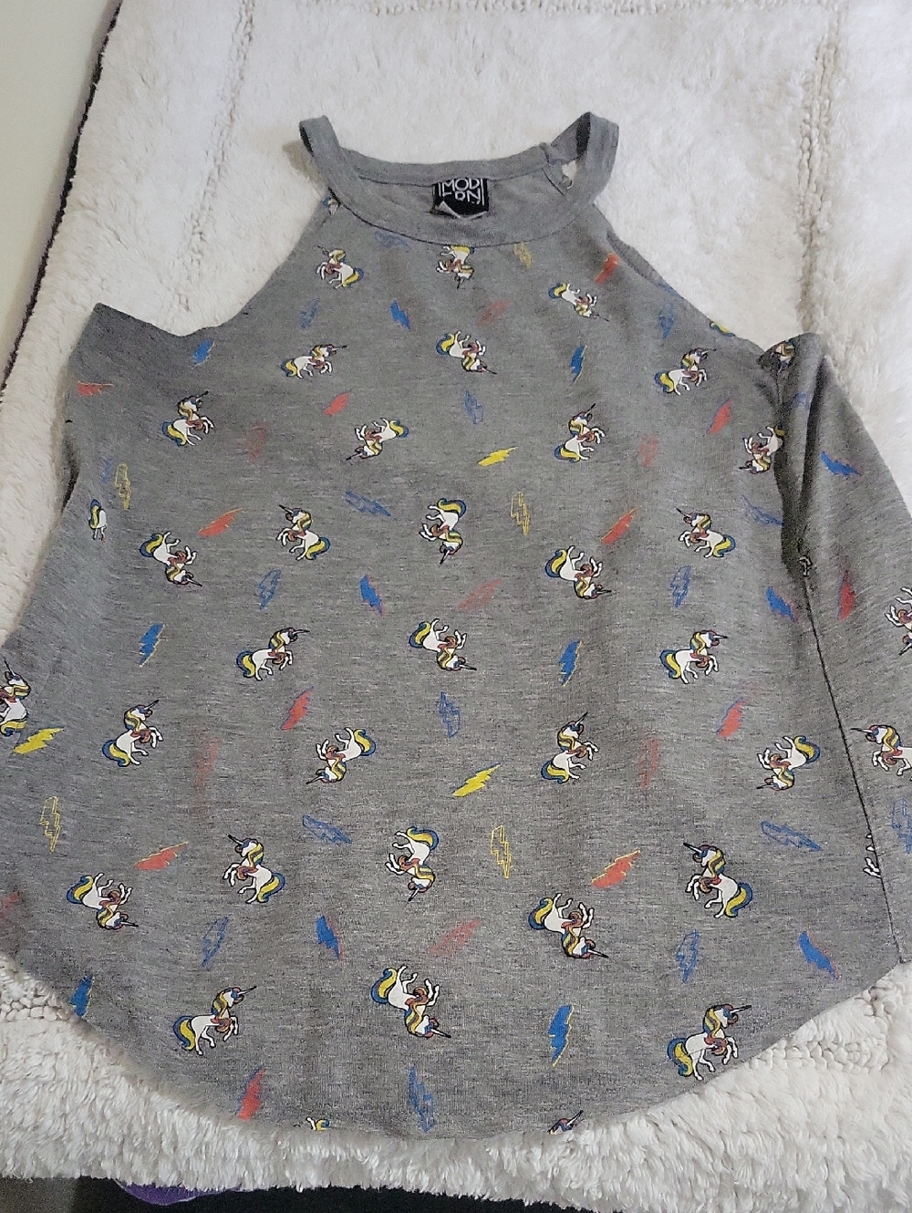 Modern Lux Gray Rainbow Unicorn Graphic Tank